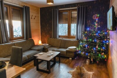Przytulny salon w góralskim domku.